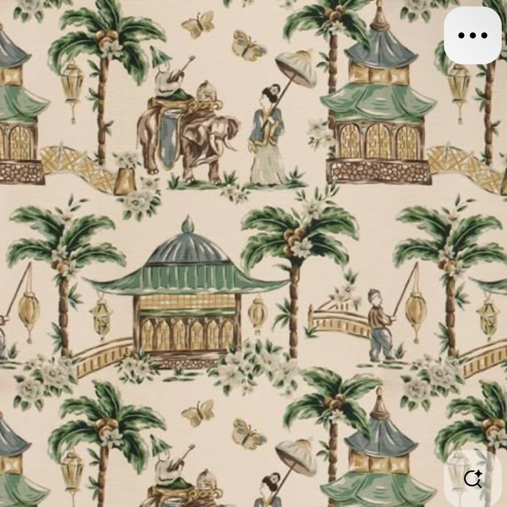Fantastic Chinoiserie fabric designed by Charlotte Moss for Fabricut. 9.75 yards